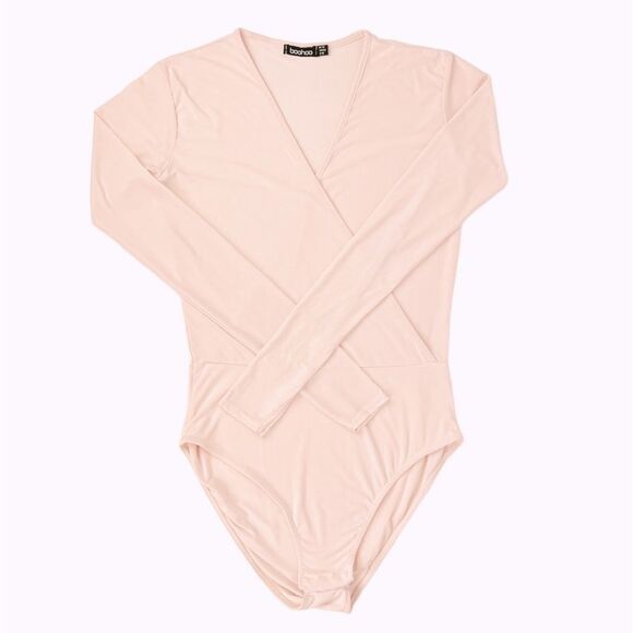 Boohoo Slinky Peach Bodysuit 10 - Picture 1 of 7